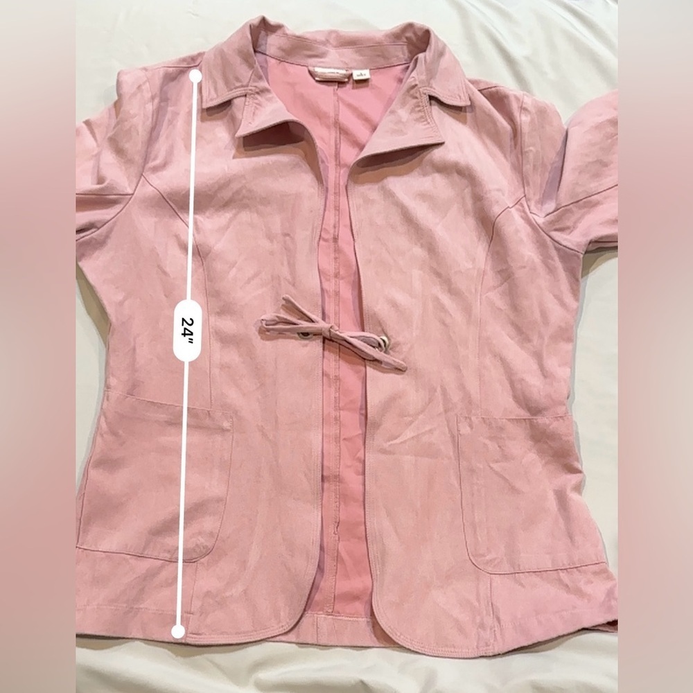 Cato Light Pink Suede Tie-front Jacket - Picture 10 of 14